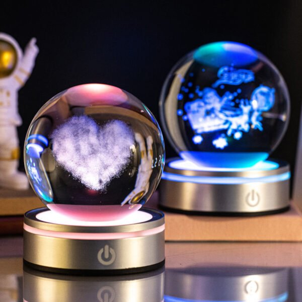 Creative 3D Inner Carving Luminous Crystal Ball Colorful Gradient Small Night Lamp Home Decorations Gifts Selection - Image 3