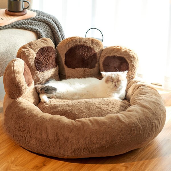 Dog Bed Cat Mat Round Large Pet House Long Plush Deep Sleeping Warm Bear Paw Shape Super Soft Cushion Calm Beds - Image 8