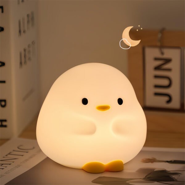 Cute Duck LED Night Lamp Cartoon Silicone USB Rechargeable Sleeping Light Touch Sensor Timing Bedroom Bedside Lamp For Kid Gift Home Decor - Image 2